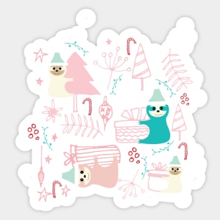 Sloth at Christmas Party Sticker